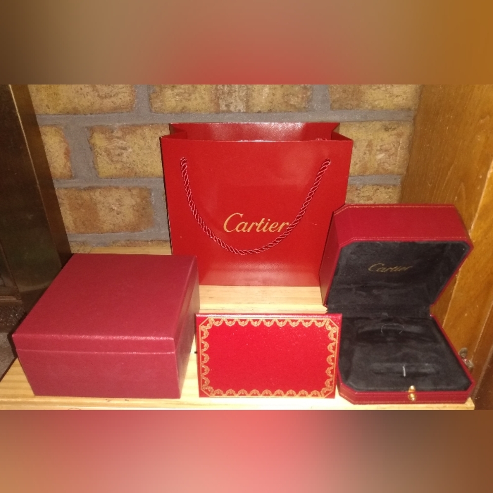 Red Cartier Empty Jewelry Box, Signature Box, Bag & Certificate Holder